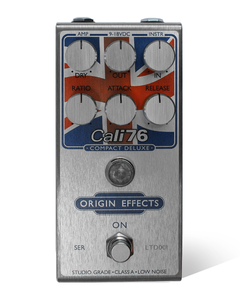 Cali76-CD Union Jack Limited Edition Origin Effects Analogue Boutique Compressor Sustainer Front