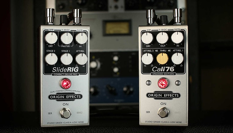 Origin Effects Cali76 Stacked Edition SlideRIG Compact Deluxe Mk2 compressor limiter pedal sidechain dualchained lowell george little feat slide guitar 1500x1000