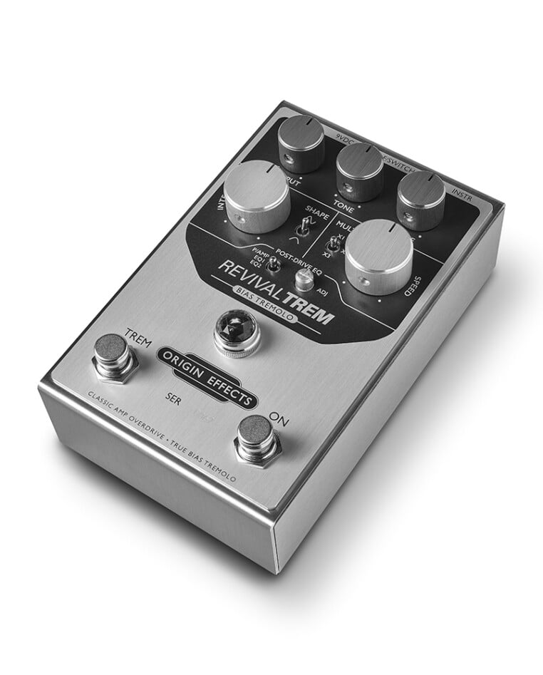 Image shows the Origin Effects Revival Trem pedal