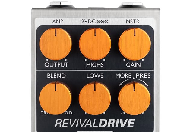 Image shows an Origin Effects RevivalDRIVE Compact pedal.