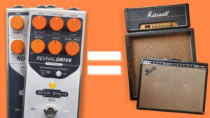 The RevivalDRIVE Compact and RD Hot Rod Compact being shown as equal to a Marshall Plexi and Fender Twin Reverb.